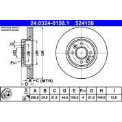 ATE | Bremsscheibe | 24.0324-0158.1