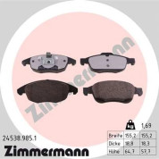 Zimmermann | Bremsbelagsatz, Scheibenbremse | 24538.985.1