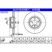 ATE | Bremsscheibe | 24.0115-0108.1