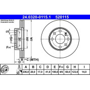 ATE | Bremsscheibe | 24.0320-0115.1