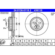 ATE | Bremsscheibe | 24.0136-0118.2