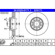 ATE | Bremsscheibe | 24.0325-0171.1