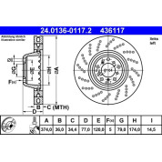 ATE | Bremsscheibe | 24.0136-0117.2