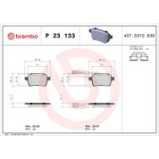 Brembo | Bremsbelagsatz, Scheibenbremse | P 23 133