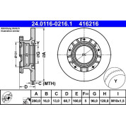 ATE | Bremsscheibe | 24.0116-0216.1