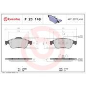 Brembo | Bremsbelagsatz, Scheibenbremse | P 23 148