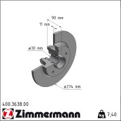 Zimmermann | Bremsscheibe | 400.3638.00