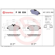 Brembo | Bremsbelagsatz, Scheibenbremse | P 06 034