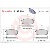 Brembo | Bremsbelagsatz, Scheibenbremse | P 30 034