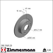 Zimmermann | Bremsscheibe | 280.3169.20