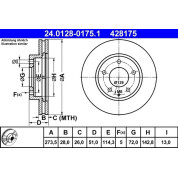 ATE | Bremsscheibe | 24.0128-0175.1