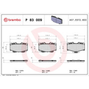 Brembo | Bremsbelagsatz, Scheibenbremse | P 83 009