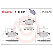 Brembo | Bremsbelagsatz, Scheibenbremse | P 85 037