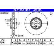 ATE | Bremsscheibe | 24.0136-0113.2