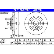 ATE | Bremsscheibe | 24.0122-0208.1