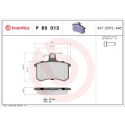 Brembo | Bremsbelagsatz, Scheibenbremse | P 85 013