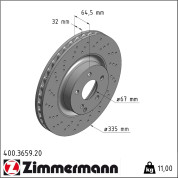 Zimmermann | Bremsscheibe | 400.3659.20