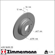 Zimmermann | Bremsscheibe | 400.3600.20