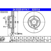 ATE | Bremsscheibe | 24.0325-0114.1