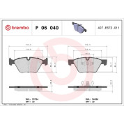 Brembo | Bremsbelagsatz, Scheibenbremse | P 06 040