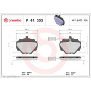 Brembo | Bremsbelagsatz, Scheibenbremse | P 44 003