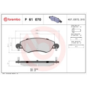 Brembo | Bremsbelagsatz, Scheibenbremse | P 61 070