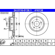 ATE | Bremsscheibe | 24.0116-0138.1