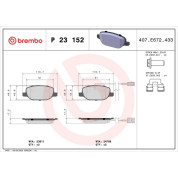 Brembo | Bremsbelagsatz, Scheibenbremse | P 23 152X