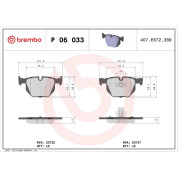 Brembo | Bremsbelagsatz, Scheibenbremse | P 06 033