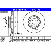 ATE | Bremsscheibe | 24.0330-0193.1