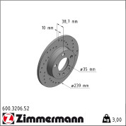 Zimmermann | Bremsscheibe | 600.3206.52