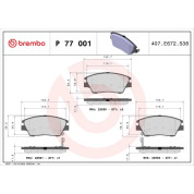 Brembo | Bremsbelagsatz, Scheibenbremse | P 77 001