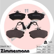 Zimmermann | Bremsbelagsatz, Scheibenbremse | 20669.190.1