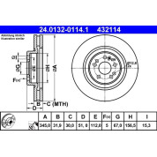 ATE | Bremsscheibe | 24.0132-0114.1