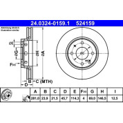 ATE | Bremsscheibe | 24.0324-0159.1