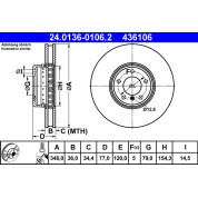 ATE | Bremsscheibe | 24.0136-0106.2