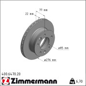 Zimmermann | Bremsscheibe | 400.6470.20