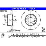 ATE | Bremsscheibe | 24.0116-0128.1