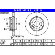 ATE | Bremsscheibe | 24.0121-0114.1