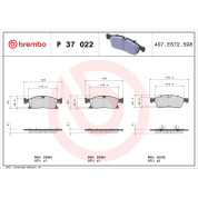 Brembo | Bremsbelagsatz, Scheibenbremse | P 37 022