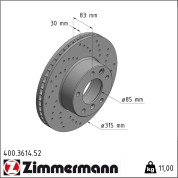 Zimmermann | Bremsscheibe | 400.3614.52