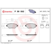 Brembo | Bremsbelagsatz, Scheibenbremse | P 59 052