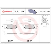 Brembo | Bremsbelagsatz, Scheibenbremse | P 61 104