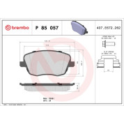 Brembo | Bremsbelagsatz, Scheibenbremse | P 85 057X