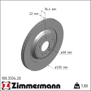 Zimmermann | Bremsscheibe | 100.3334.20