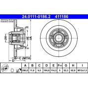 ATE | Bremsscheibe | 24.0111-0186.2