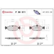 Brembo | Bremsbelagsatz, Scheibenbremse | P 59 011