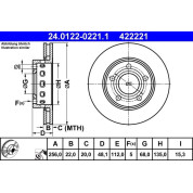 ATE | Bremsscheibe | 24.0122-0221.1