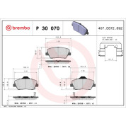 Brembo | Bremsbelagsatz, Scheibenbremse | P 30 070