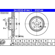 ATE | Bremsscheibe | 24.0332-0144.1